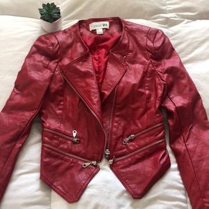Red faux leather jacket 🧥